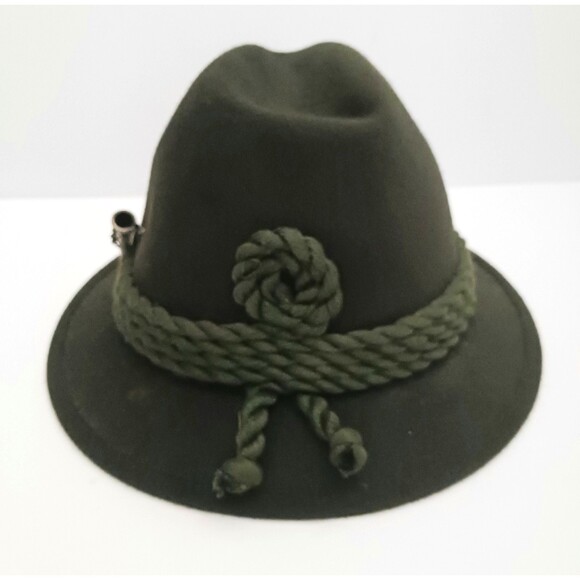 VTG Huckel Tyrolean Dk Green Wool Felt Hunting Mountain Hat Sz M /22" Braid Trim - Picture 5 of 12